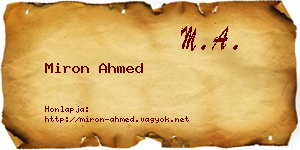 Miron Ahmed névjegykártya